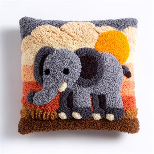 Latch Hook Kit DIY Knüpfkissen Set Zum Selbermachen mit Knüpfhaken,Bastelset für Kinder und Erwachsene,Entspannendes Handarbeit Kissen 43x43cm für Wohnkultur,Cartoon-Elefant Latch Hook Kit DIY Knüpfkissen Set Zum Selbermachen mit Knüpfhaken,Bastelset für Kinder und Erwachsene,Entspannendes Handarbeit Kissen 43x43cm für Wohnkultur,Cartoon-Elefant von kitphoenix