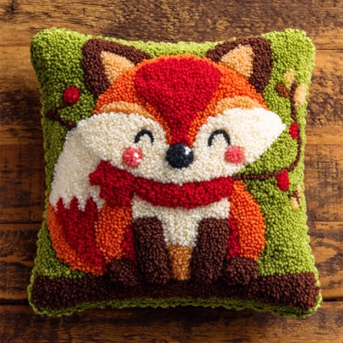 Latch Hook Kit DIY Knüpfkissen Set Zum Selbermachen mit Knüpfhaken,Bastelset für Kinder und Erwachsene,Entspannendes Handarbeit Kissen 43x43cm für Wohnkultur,Süßer Fuchs Latch Hook Kit DIY Knüpfkissen Set Zum Selbermachen mit Knüpfhaken,Bastelset für Kinder und Erwachsene,Entspannendes Handarbeit Kissen 43x43cm für Wohnkultur,Süßer Fuchs von kitphoenix
