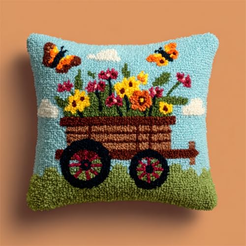 Latch Hook Kit DIY Knüpfkissen Set Zum Selbermachen mit Knüpfhaken,Bastelset für Kinder und Erwachsene,Entspannendes Handarbeit Kissen 43x43cm für Wohnkultur,Trolley Blumenstrauß Latch Hook Kit DIY Knüpfkissen Set Zum Selbermachen mit Knüpfhaken,Bastelset für Kinder und Erwachsene,Entspannendes Handarbeit Kissen 43x43cm für Wohnkultur,Trolley Blumenstrauß von kitphoenix