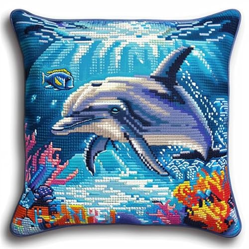 kitphoenix Latch Hook Kissen Kit Delfin Knüpfkissen Set für Anfänger Erwachsene oder Kinder zum Selber Knüpfen, DIY Knüpfteppich Knüpfpackung, Knüpfhaken Set 43 x 43 cm kitphoenix Latch Hook Kissen Kit Delfin Knüpfkissen Set für Anfänger Erwachsene oder Kinder zum Selber Knüpfen, DIY Knüpfteppich Knüpfpackung, Knüpfhaken Set 43 x 43 cm von kitphoenix