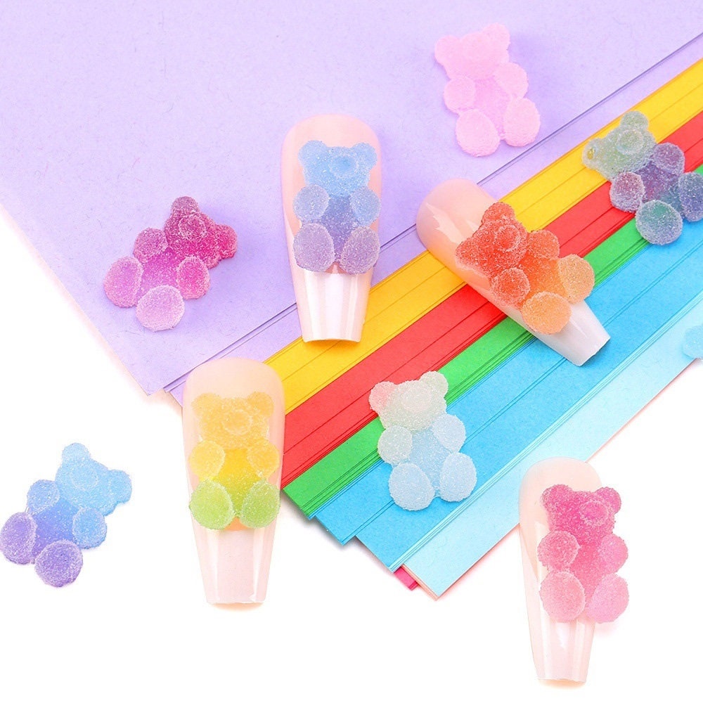 5 Stück Gummibärchen Nagel Charms, Nail Art Candy Bear Resin Dekoration, 3D Charm von kittynailcharm