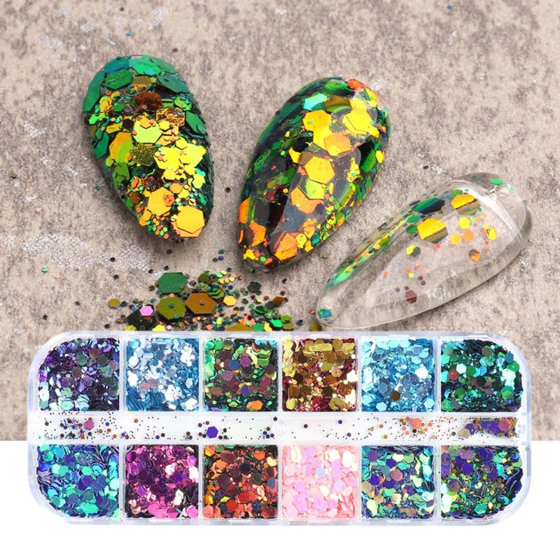 Pailletten Nagel Charm Box, Mix Color Für Nägel von kittynailcharm