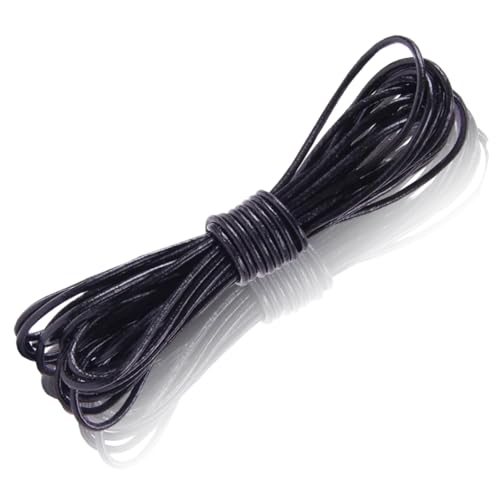 1 Lederschnur aus echtem Leder, Lederband, Lederschnur, Schwarz Leather Cord Chain, Lederriemen 5 m, Unisex Lederband, 5M x 3 mm, Für DIY Armband Halskette Schmuck Handwerk(Schwarz) von kitudaty