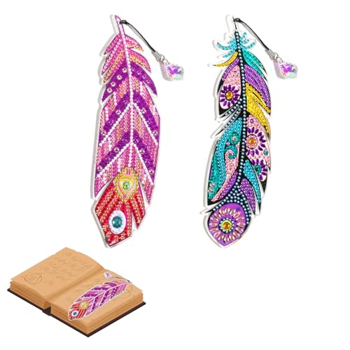 2 Stück Kinder Diamond Painting, Diamant-Malerei Feather Lesezeichen mit Anhänger Kristall, Weihnachtsgeschenke DIY Lesezeichen, Adventskalender Füllung, Bastelset Kinder Spielzeug ab 6-12 Jahre 2 Stück Kinder Diamond Painting, Diamant-Malerei Feather Lesezeichen mit Anhänger Kristall, Weihnachtsgeschenke DIY Lesezeichen, Adventskalender Füllung, Bastelset Kinder Spielzeug ab 6-12 Jahre von kitudaty