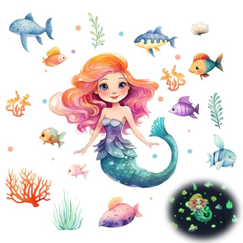 2 Stück Leuchtende Kinderzimmer Wandsticker, Meerjungfrau Wandtattoo, Mädchen Jungen Aufkleber, Meerestiere Unterwasserwelt Leuchtsticker, für Kinder Babyzimmer Schlafzimmer Wohnzimmer Wanddeko 2 Stück Leuchtende Kinderzimmer Wandsticker, Meerjungfrau Wandtattoo, Mädchen Jungen Aufkleber, Meerestiere Unterwasserwelt Leuchtsticker, für Kinder Babyzimmer Schlafzimmer Wohnzimmer Wanddeko von kitudaty