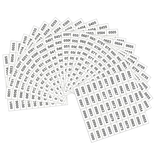 20 Blatt Zahlen Aufkleber, 1000 Stück Nummer Aufkleber, 1 bis 1000 Fortlaufende Zahlen Aufkleber, Universal Klebeetiketten Adressetiketten, für Büros Schließfächerheim Klassifikation von kitudaty