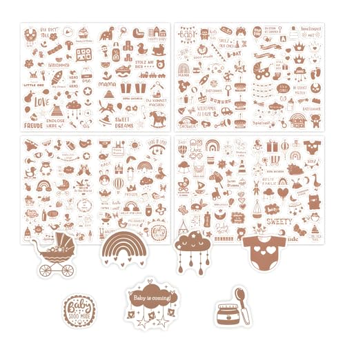 4 Bögen Gesamt 252 Babyalbum Stickers, DIY Scrapbooking Aufkleber, Schöne Sticker Set Aufkleber für Babyalbum, Fotoalbum & Geschenke, Meilenstein Scrapbook Zubehör für Jungen und Mädchen 4 Bögen Gesamt 252 Babyalbum Stickers, DIY Scrapbooking Aufkleber, Schöne Sticker Set Aufkleber für Babyalbum, Fotoalbum & Geschenke, Meilenstein Scrapbook Zubehör für Jungen und Mädchen von kitudaty