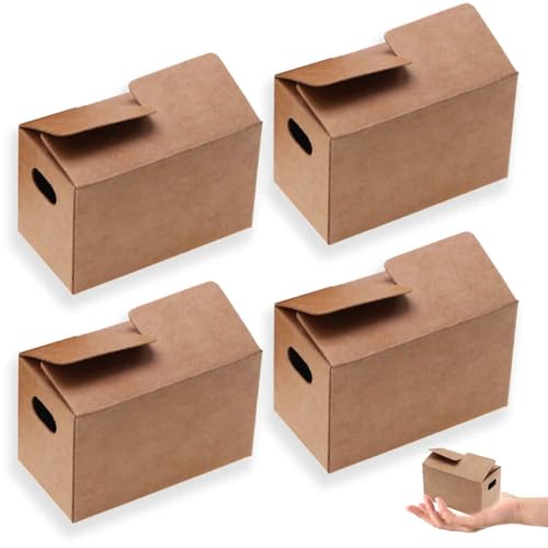 4 Stück Mini-Umzugskartons, Wichtel Briefkasten, Tragbare Pappschachtel Braun, Wichtel Zubehör, Miniatur Umzugskarton, Puppenhaus Briefkasten, Ideal für Wichtelszenen und Puppenhäuser von kitudaty