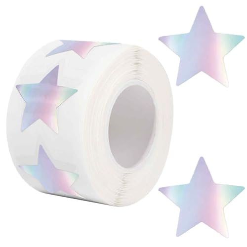 500 Stück Laser Sterne Aufkleber, Glitter Stern-Aufkleber, 2,4cm Klein Selbstklebende Sterne Etiketten, Motivationsaufkleber für Kinder, Motivation Aufkleber für Lehrer Eltern Belobigung Schüler von kitudaty