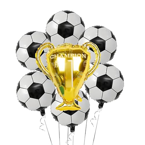 6 Stück Fussball Luftballon und 1 Stück Trophäe Folienballon, Fussball Deko Geburtstag Kinder, Champion Trophäe Ballon Set für Junge Kinder Geburtstag WM Party Dekoration 6 Stück Fussball Luftballon und 1 Stück Trophäe Folienballon, Fussball Deko Geburtstag Kinder, Champion Trophäe Ballon Set für Junge Kinder Geburtstag WM Party Dekoration von kitudaty