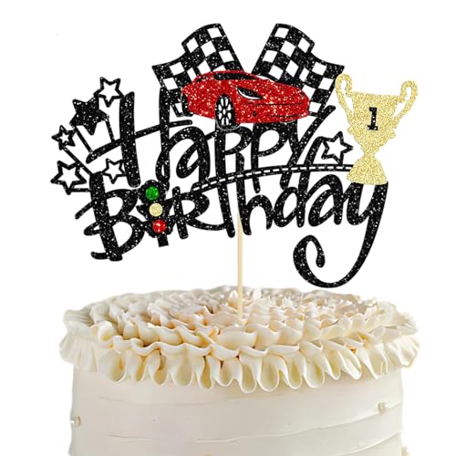 Auto Cake Topper Rennauto Happy Birthday Kuchendekoration, Rennthema Karteneinführung, Auto Geburtstag Kuchen Dekoration für Jungen und Mädchen Auto Cake Topper Rennauto Happy Birthday Kuchendekoration, Rennthema Karteneinführung, Auto Geburtstag Kuchen Dekoration für Jungen und Mädchen von kitudaty