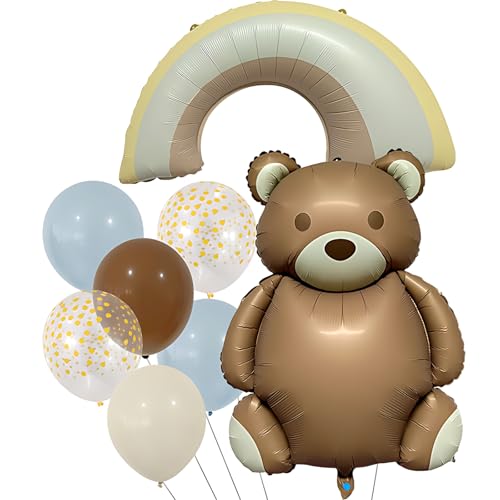 Bär Geburtstagsdeko Junge Mädchen, Luftballons deko Confetti Ballon und Regenbogen, Braunbär Folienballon Tier Ballon, Geburtstag Party Baby Shower Jungen Mädchen Deko Bär Geburtstagsdeko Junge Mädchen, Luftballons deko Confetti Ballon und Regenbogen, Braunbär Folienballon Tier Ballon, Geburtstag Party Baby Shower Jungen Mädchen Deko von kitudaty