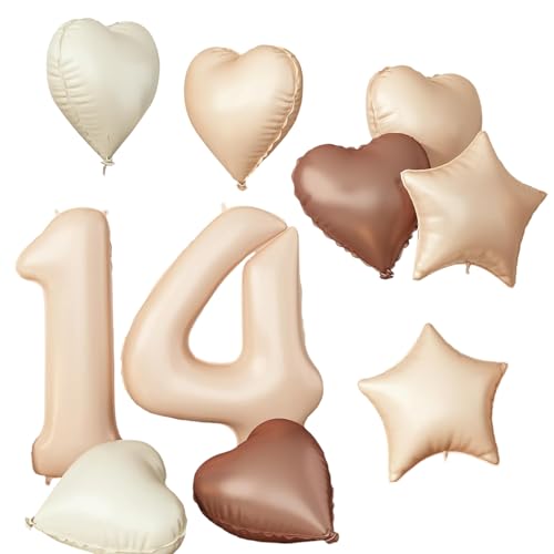 Folienballon Zahl 14 Beige Set, 10 Stück Luftballons 14. Geburtstag Deko für Mädchen, Geburtstag Mädchen Deko Geschenk, 40 Zoll Zahlen Luftballon Deko, mit Creme Beige Kaffee Braun Herzluftballons Folienballon Zahl 14 Beige Set, 10 Stück Luftballons 14. Geburtstag Deko für Mädchen, Geburtstag Mädchen Deko Geschenk, 40 Zoll Zahlen Luftballon Deko, mit Creme Beige Kaffee Braun Herzluftballons von kitudaty