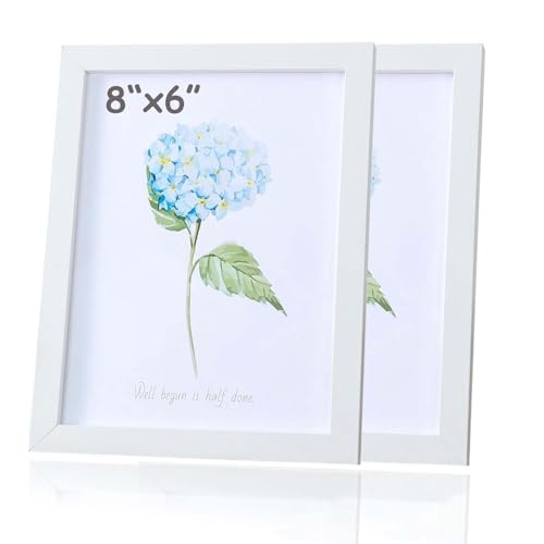 Moderner 20,3 x 15,2 cm weißer Massivholz-Bilderrahmen mit abgeschrägtem Rand – vielseitige Wand- und Tisch-Display-Rahmen für Heimdekoration – elegante Holz-Bilderrahmen zum Präsentieren von Fotos von kitudaty