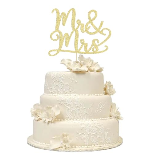 Tortenaufsatz "Mr and Mrs", 1 Stück, Hochzeitstortenaufsatz, goldfarbener Glitzer, "Mr and Mrs", personalisierbarer Tortenaufsatz, Brautparty, Kuchen, für Mädchen, Damen, Geburtstag, Hochzeit, Tortenaufsatz "Mr and Mrs", 1 Stück, Hochzeitstortenaufsatz, goldfarbener Glitzer, "Mr and Mrs", personalisierbarer Tortenaufsatz, Brautparty, Kuchen, für Mädchen, Damen, Geburtstag, Hochzeit, von kitudaty