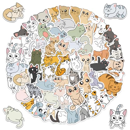 kitudaty 50 Stück Süße Katzen Aufkleber, Wasserfeste Vinyl Aufkleber, für Katzenliebhaber, Kinder, Teens, Erwachsene, Sticker Set für Laptop, Auto, Fahrrad, Skateboard, Koffer, Scrapbook kitudaty 50 Stück Süße Katzen Aufkleber, Wasserfeste Vinyl Aufkleber, für Katzenliebhaber, Kinder, Teens, Erwachsene, Sticker Set für Laptop, Auto, Fahrrad, Skateboard, Koffer, Scrapbook von kitudaty