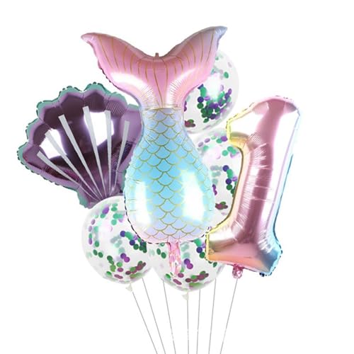 Meerjungfrau Geburtstag Dekorationen Luftballons | Meerjungfrau Luftballons Meer Ballon Set | Folie unter dem Meer Luftballons für Mädchen, 7 Stück Geburtstag Party Dekorationen, Meerestier von kivrimlarv