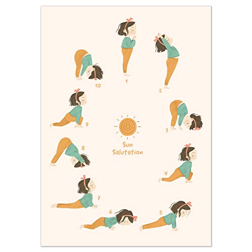 kizibi® Yoga Poster für Kinder - Sonnengruß im Kinderzimmer, Yogaübungen Mit Kind von kizibi