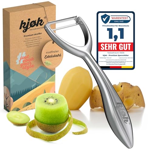 kjøk Premium Sparschäler breit mit S420 Edelstahl Klinge - Profi Schäler komplett aus Edelstahl - Spargelschäler Obstschäler Gemüseschäler rostfrei - grosser Chefkoch Küchenschäler kjøk Premium Sparschäler breit mit S420 Edelstahl Klinge - Profi Schäler komplett aus Edelstahl - Spargelschäler Obstschäler Gemüseschäler rostfrei - grosser Chefkoch Küchenschäler von kjøk