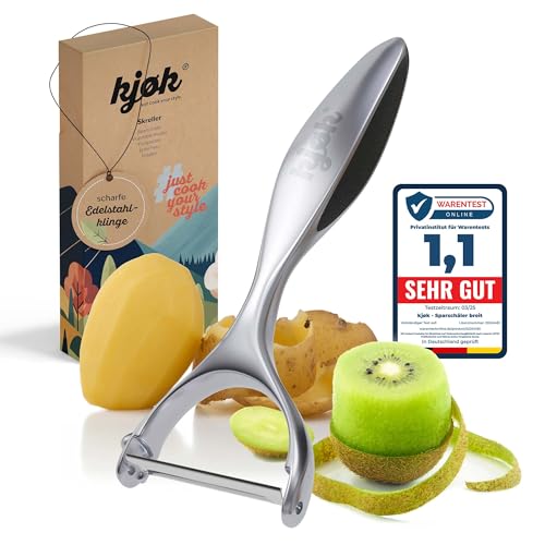 kjøk Sparschäler breit mit Edelstahl Klinge - Schäler mit Griff aus Zinklegierung - Profi Spargelschäler Obstschäler Gemüseschäler rostfrei - grosser Chefkoch Küchenschäler in Geschenkverpackung kjøk Sparschäler breit mit Edelstahl Klinge - Schäler mit Griff aus Zinklegierung - Profi Spargelschäler Obstschäler Gemüseschäler rostfrei - grosser Chefkoch Küchenschäler in Geschenkverpackung von kjøk