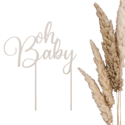 Kjule Oh Baby Tortenstecker aus Pappelsperrholz, 15 x 10 cm, Naturholz, für Babyshower und Taufe, Cake Topper Kjule Oh Baby Tortenstecker aus Pappelsperrholz, 15 x 10 cm, Naturholz, für Babyshower und Taufe, Cake Topper von kjule