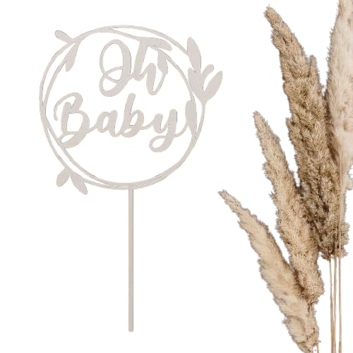 kjule Oh Baby Tortenstecker aus Holz, 15 x 15 cm, Naturbelassen, für Babyshower und Taufe, Cake Topper kjule Oh Baby Tortenstecker aus Holz, 15 x 15 cm, Naturbelassen, für Babyshower und Taufe, Cake Topper von kjule