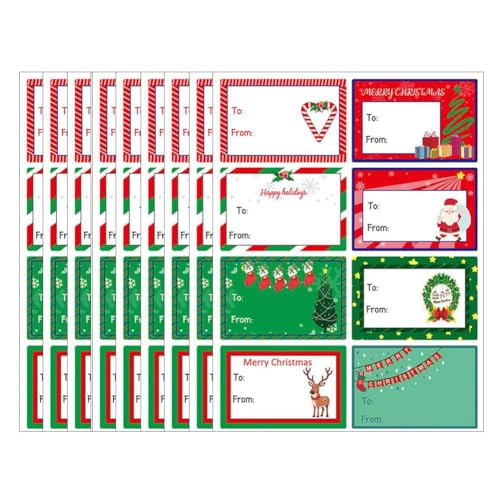 10 Blatt Weihnachtsaufkleber, Frohe Etiketten für Kinder, Basteln, für Sammelalben, Karten, dekorative Aufkleber, Party für Zubehör, PCS, Etikettenzubehör, Tags, Baumdekoration, 80 Stück, zum von kkiuop