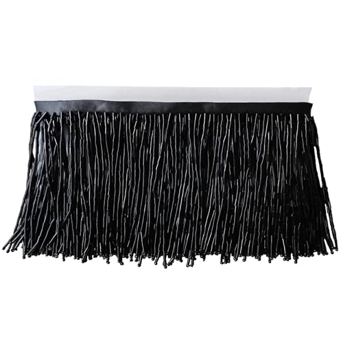 Fransenborte mit Perlen, 10,2 cm breit, 91,4 cm lang, für Bastelarbeiten, Kleider, Kleidung, Dekoration (schwarz) von kksacccn