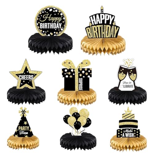 Tischdekorationen für Geburtstagspartys, Schwarz und Gold, Party-Dekorationen, Tischdekorationen, Tischaufsätze, Gastgeschenk für Geburtstagsparty, Männer und Frauen, Geburtstag, 8 Stück Tischdekorationen für Geburtstagspartys, Schwarz und Gold, Party-Dekorationen, Tischdekorationen, Tischaufsätze, Gastgeschenk für Geburtstagsparty, Männer und Frauen, Geburtstag, 8 Stück von klahh