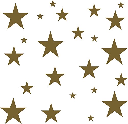 Kleberio® 32x Klebesterne Farbe: gold GROßE: 2,5cm 5 cm 7,5cm 10cm Aufkleber Sterne PVC-Spezialfolie von ORAFOL selbstklebend glänzend Für den Innen- und Außenbereich geeignet von kleberio