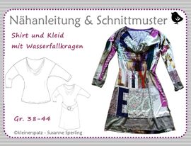 Shirt und Kleid mit Wasserfallkragen von kleinerspatz