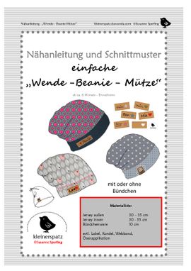 einfache Wende-Beanie-Mütze von kleinerspatz