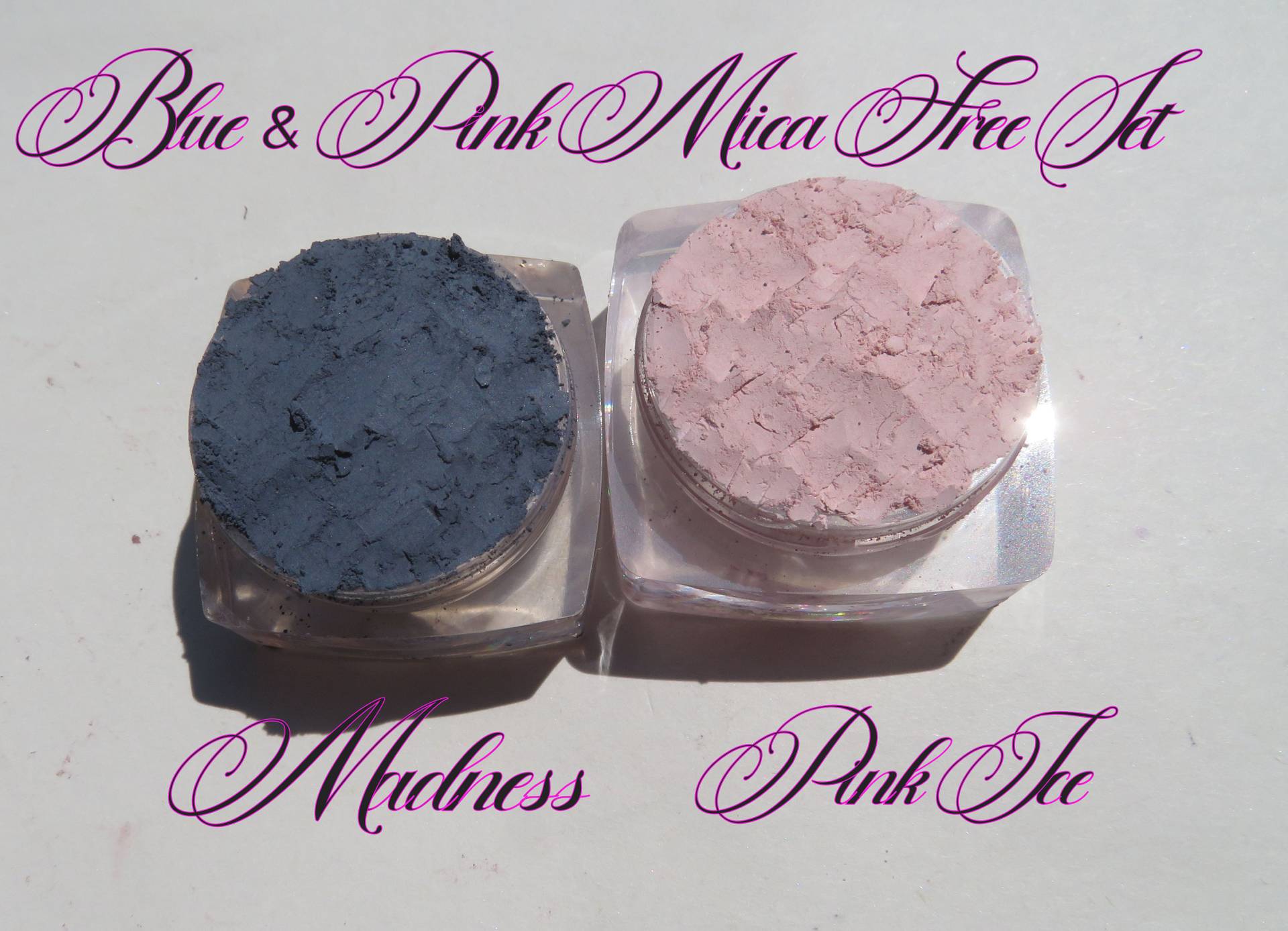 Mica-Free Matte Blau/Pink Lidschatten 2 Stück Geschenk Set, Vegan Ice Madness, Lose Puder, Set von kmms