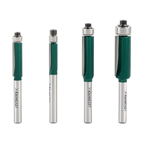 Knoweasy Professionelles Bündigfräser-Bit-Set mit 1/4-Zoll-Schaft, 4 Stück Oberlager-Fräser-Bits für Holzbearbeitung, inklusive 1/4, 5/16, 3/8 und 1/2 Zoll Lagergrößen Knoweasy Professionelles Bündigfräser-Bit-Set mit 1/4-Zoll-Schaft, 4 Stück Oberlager-Fräser-Bits für Holzbearbeitung, inklusive 1/4, 5/16, 3/8 und 1/2 Zoll Lagergrößen von knoweasy