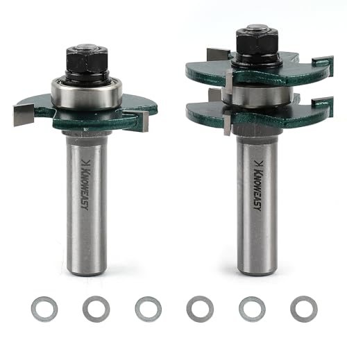 Knoweasy Professionelles Nut- und Federfräser-Bit-Set mit 1/2-Zoll-Schaft, verstellbarer 3-Zahn-T-Form-Fräser für 1-1/4-Zoll-Holzbestand, Holzbearbeitungswerkzeug für Türen, Schubladen und Regale Knoweasy Professionelles Nut- und Federfräser-Bit-Set mit 1/2-Zoll-Schaft, verstellbarer 3-Zahn-T-Form-Fräser für 1-1/4-Zoll-Holzbestand, Holzbearbeitungswerkzeug für Türen, Schubladen und Regale von knoweasy