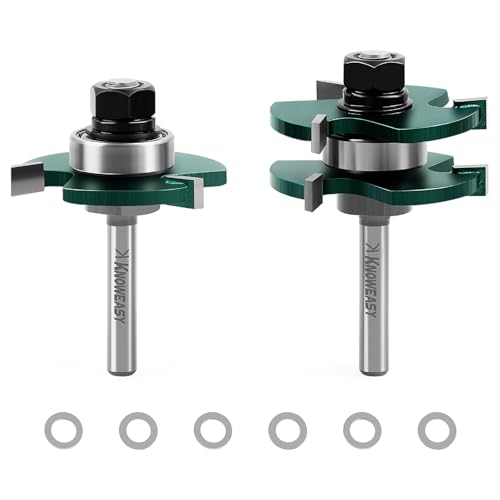 Knoweasy Professionelles Nut- und Federfräser-Bit-Set mit 1/4-Zoll-Schaft, 2-teiliges T-Form 3-Zahn-Fräser für 3/4-Zoll-Holzbestand, 1/2-Zoll-Schnitttiefe Holzbearbeitungswerkzeuge für Schrankbau Knoweasy Professionelles Nut- und Federfräser-Bit-Set mit 1/4-Zoll-Schaft, 2-teiliges T-Form 3-Zahn-Fräser für 3/4-Zoll-Holzbestand, 1/2-Zoll-Schnitttiefe Holzbearbeitungswerkzeuge für Schrankbau von knoweasy