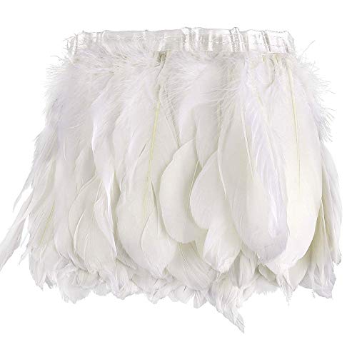 1.7M White Goose Feather Belt, Feather Trimming Ribbon Feather Trim Feather, Fringe Party Fancy Dress, Fringe Halloween Costume Decoration (Weiß) von knowing