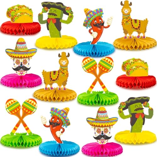Fiesta mexikanische Waben-Tischdekoration für Papierfächer, mexikanisches Thema, Tafelaufsatz, Cinco de Mayo, Party-Dekorationen, 12 Stück Fiesta mexikanische Waben-Tischdekoration für Papierfächer, mexikanisches Thema, Tafelaufsatz, Cinco de Mayo, Party-Dekorationen, 12 Stück von kockuu