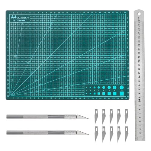 kodivenj 14-teiliges Schneidematten-Set, doppelseitig, A4, PVC, Bastelmatte, 3 mm dick, selbstheilende Schneidematte, Schneidebrett mit Stahllineal, Bastelmatte für Papierschnitzen, Nähen, Basteln kodivenj 14-teiliges Schneidematten-Set, doppelseitig, A4, PVC, Bastelmatte, 3 mm dick, selbstheilende Schneidematte, Schneidebrett mit Stahllineal, Bastelmatte für Papierschnitzen, Nähen, Basteln von kodivenj
