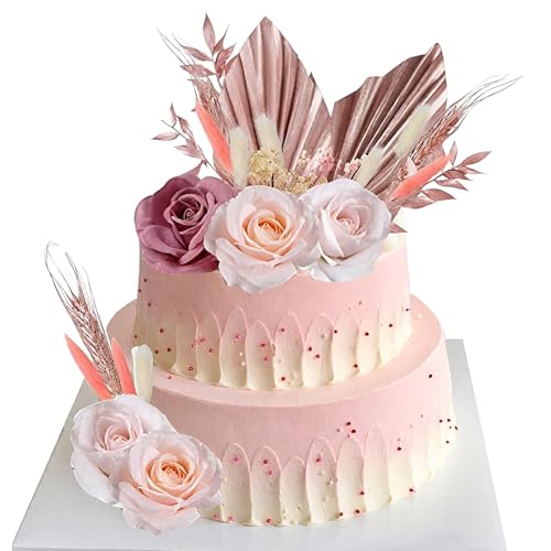 Boho Kuchendekorationsset - 25 Stück Künstliche Rosen, Blätter, Trockenblumen, DIY Kuchen Topper, Tortendeko für Hochzeit, Geburtstag, Party, Boho Deko, Stilvolle Kuchendekoration Boho Kuchendekorationsset - 25 Stück Künstliche Rosen, Blätter, Trockenblumen, DIY Kuchen Topper, Tortendeko für Hochzeit, Geburtstag, Party, Boho Deko, Stilvolle Kuchendekoration von kofihety