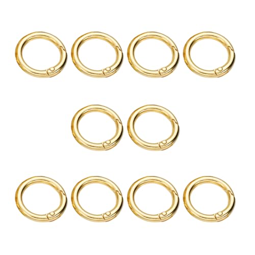 kokdid 10 elegante goldene Ringe, Clips, Feder-O-Ringe, Schlüsselanhänger-Ringe, Aufsätze für Schlüssel, stabile Kirsite-Karabiner-Clips von kokdid