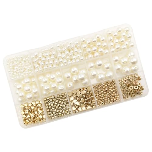 kokdid 15 Gitter Goldene Sterne, Herz, runde Abstandshalter, Perlen, Armband, Zubehör, gemischte lose Perlen, Schmuckherstellungszubehör von kokdid