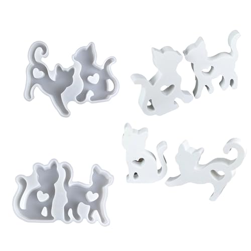 kokdid 2 Stück Flexible Stabile Silikonformen Herz Katzen Designs Mode Zubehör für Bastelbedarf und Heimdekoration kokdid 2 Stück Flexible Stabile Silikonformen Herz Katzen Designs Mode Zubehör für Bastelbedarf und Heimdekoration von kokdid