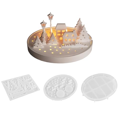 kokdid Flexibles Silikonform-Set zum Basteln von Straßenszenen, Kerzenhaltern und Nachtlichtern mit Bäumen und Häusern kokdid Flexibles Silikonform-Set zum Basteln von Straßenszenen, Kerzenhaltern und Nachtlichtern mit Bäumen und Häusern von kokdid