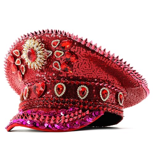 kokdid Kapitän Hut mit Schmucksteinen besetzt, Brautkleidung für Karneval, Junggesellinnenabschied, Kopfbedeckung für Clubbühne kokdid Kapitän Hut mit Schmucksteinen besetzt, Brautkleidung für Karneval, Junggesellinnenabschied, Kopfbedeckung für Clubbühne von kokdid