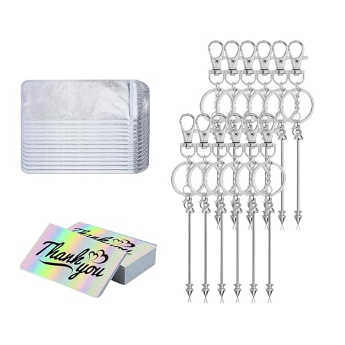 kokdid Perlen-Schlüsselanhängerstangen mit Karte und Taschen, verschiedene Farben, Legierung, Schlüsselanhänger, Zubehör, Schmuckherstellung, 12 Stück von kokdid