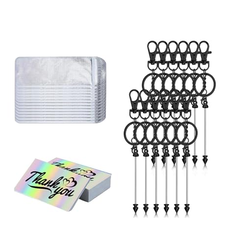 kokdid Perlen-Schlüsselanhängerstangen mit Karte und Taschen, verschiedene Farben, Legierung, Schlüsselanhänger, Zubehör, Schmuckherstellung, 12 Stück von kokdid