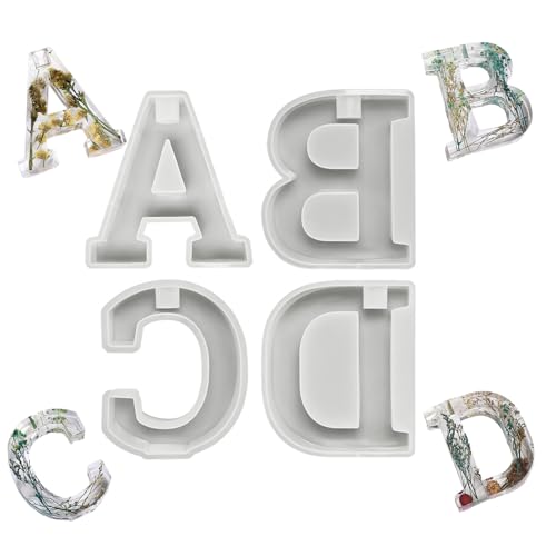 kokdid Set mit 4 eleganten Silikon-Kerzenformen-Set zum Basteln von individuellen Buchstaben, Kerzen, Heimdekorationen und Bastelprojekten von kokdid