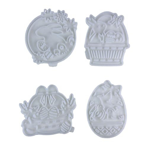 kokdid Set mit 4 stabilen Silikon-Anhängerformen mit Kaninchenkorb und bunten Eier-Designs für Urlaubsdekorationen kokdid Set mit 4 stabilen Silikon-Anhängerformen mit Kaninchenkorb und bunten Eier-Designs für Urlaubsdekorationen von kokdid