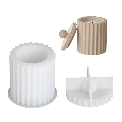 kokdid Silikonform mit Deckel, für Schmuck, Aufbewahrungsbox, Kerzengefäße, Epoxid-Gussformen, Silikonstruktur von kokdid